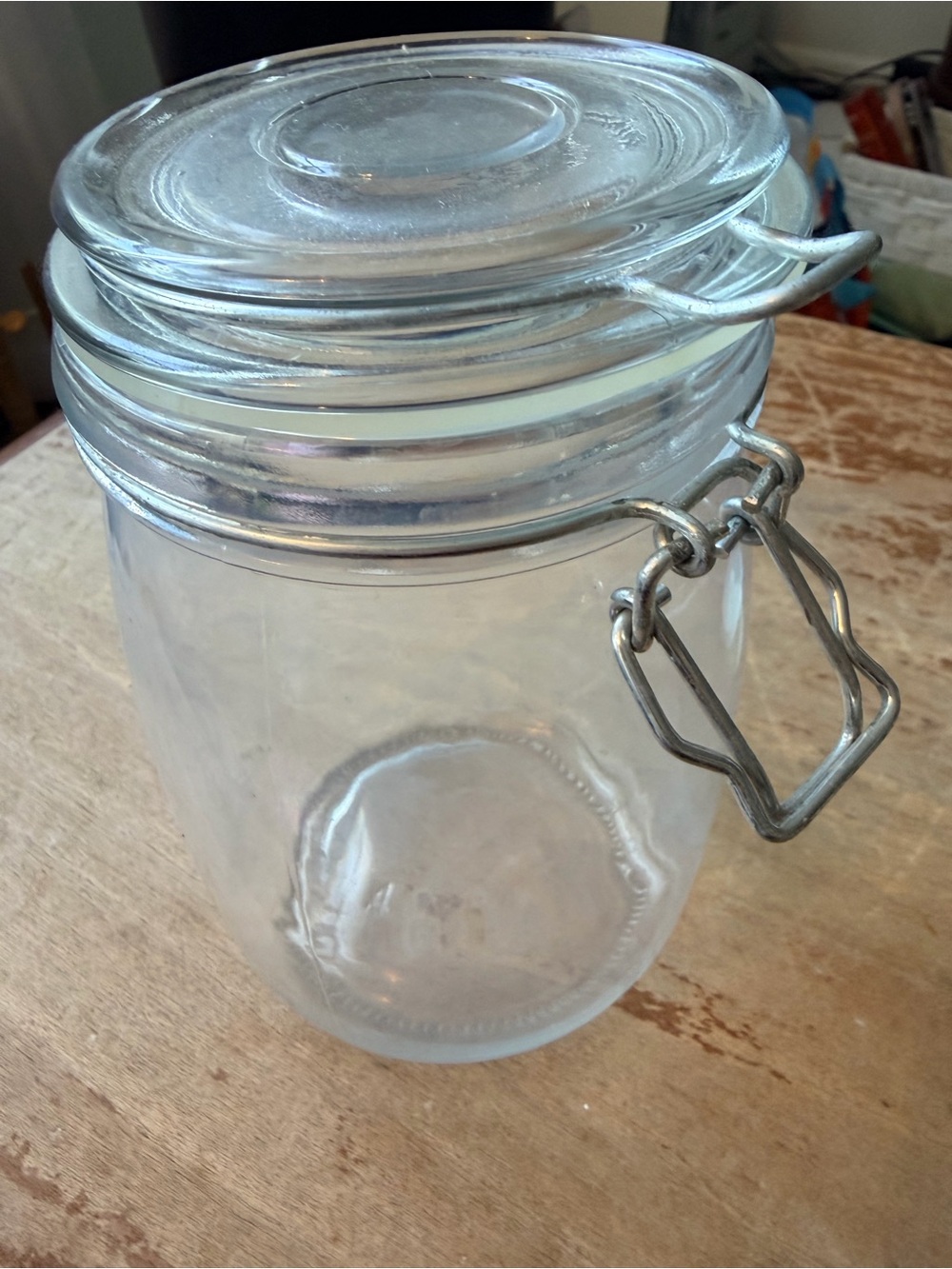 Glass Clamp Lid Storage Jar Wire Bail Kitchen Pantry Canister